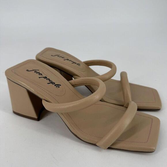 Free People sandals heels womens 37 7 tan square toe parker boho festival summer - Picture 3 of 8